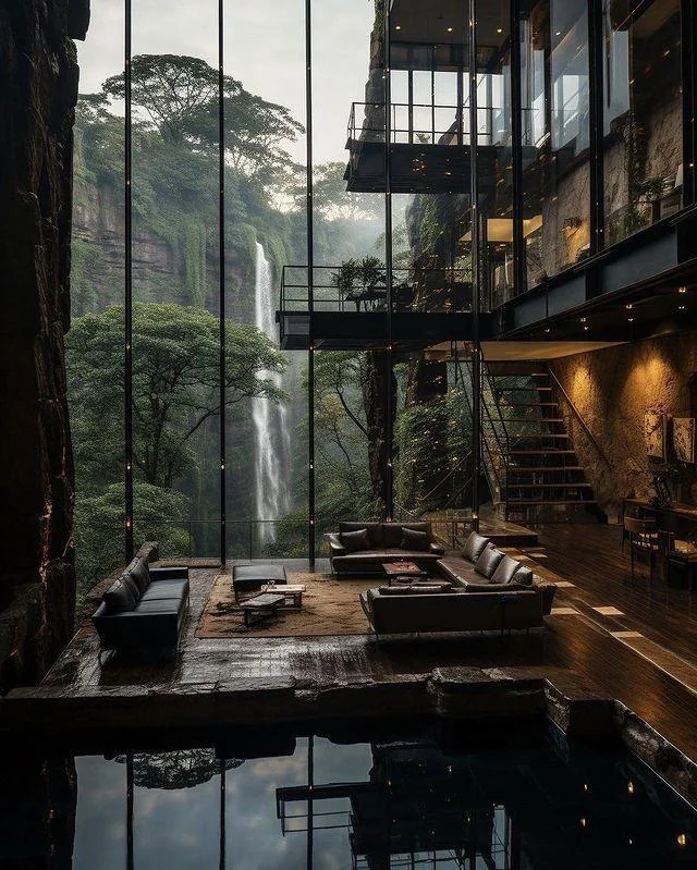 Interior dining mewah bernuansa forest living