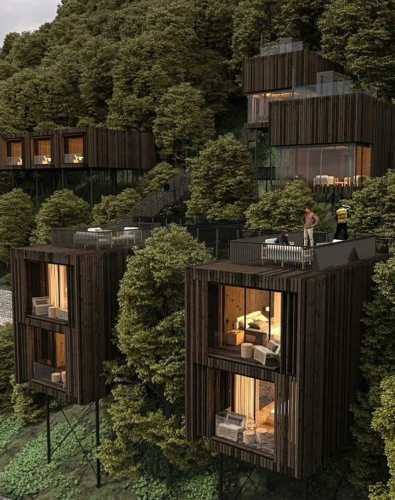 Konsep hunian vertikal modular di perbukitan